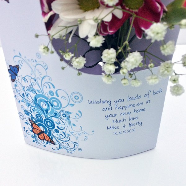 Blue Butterflies New Home Floral Card